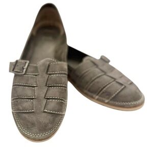 Frye Milly Fisherman Women's Charcoal Leather Slip-on Leather Flats Size 9.5